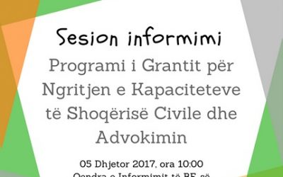 Sesion informimi – Programi i Grantit për Ngritjen e Kapaciteteve të Shoqërisë Civile dhe Advokimin