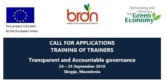 Call for Applicantions “Training of Trainers – Transparent and Accountable governance”