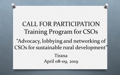 CALL for participation: Training Program for CSOs “Advocacy, lobbying and networking of CSOs for sustainable rural development”