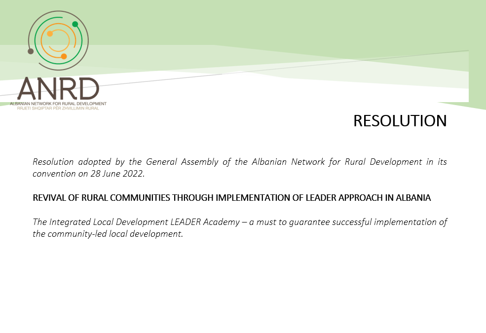 Resolution of the General Assembly of the Albanian Network for Rural Development