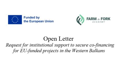 Open Letter: Request for institutional support to secure co-financing for EU-funded projects in the Western Balkans