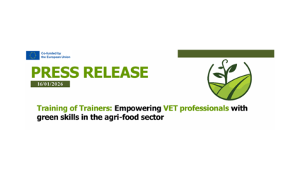 PRESS RELEASE: Empowering VET professionals with green skills in the agri-food sector