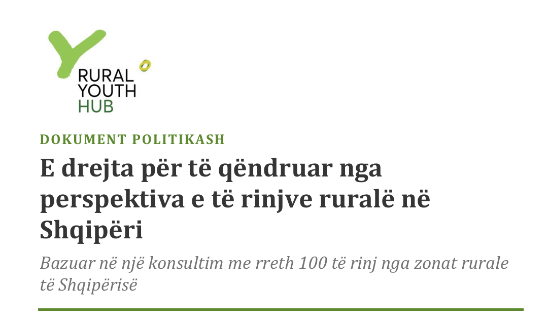 Dokument Politikash: E drejta për të qëndruar nga perspektiva e të rinjve ruralë në Shqipëri